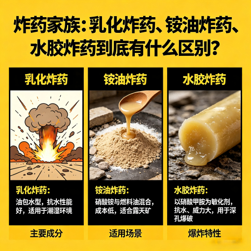 响水镇炸药家族：乳化炸药、铵油炸药、水胶炸药到底有什么区别？